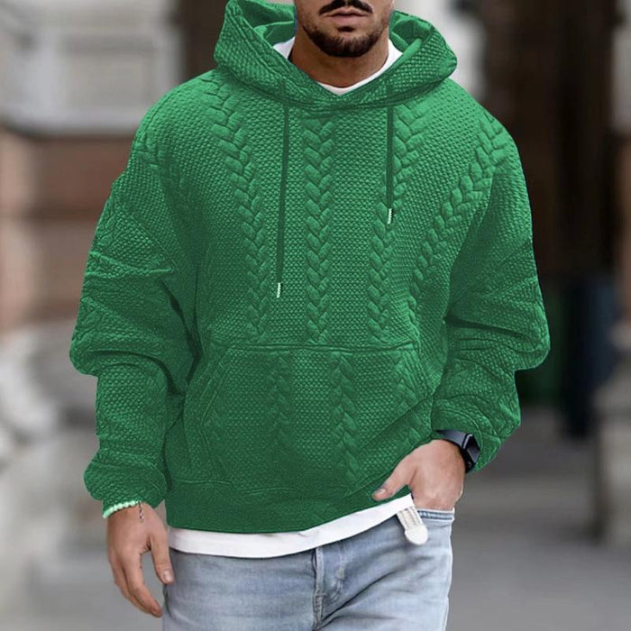 Warm Cozy Men’s Hooded Pullover - Cable Knit, Casual Wear - Tophatter Daily Deals