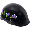 Hot Leathers D.O.T. Lady Purple Roses Gloss Black Finish Motorcycle Helmet Helmet DOT - Tophatter Daily Deals
