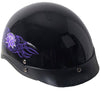 Hot Leathers D.O.T. Lady Purple Lotus Gloss Black Finish Motorcycle Helmet Helmet DOT - Tophatter Daily Deals