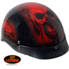 Hot Leathers D.O.T. Red Skull Flames Gloss Black Finish Motorcycle Helmet Helmet DOT - Tophatter Daily Deals