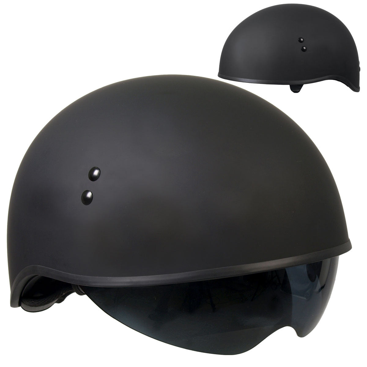 Hot Leathers D.O.T. Matte Black Motorcycle Helmet w/ Drop Down Visor Helmet DOT - Tophatter Daily Deals