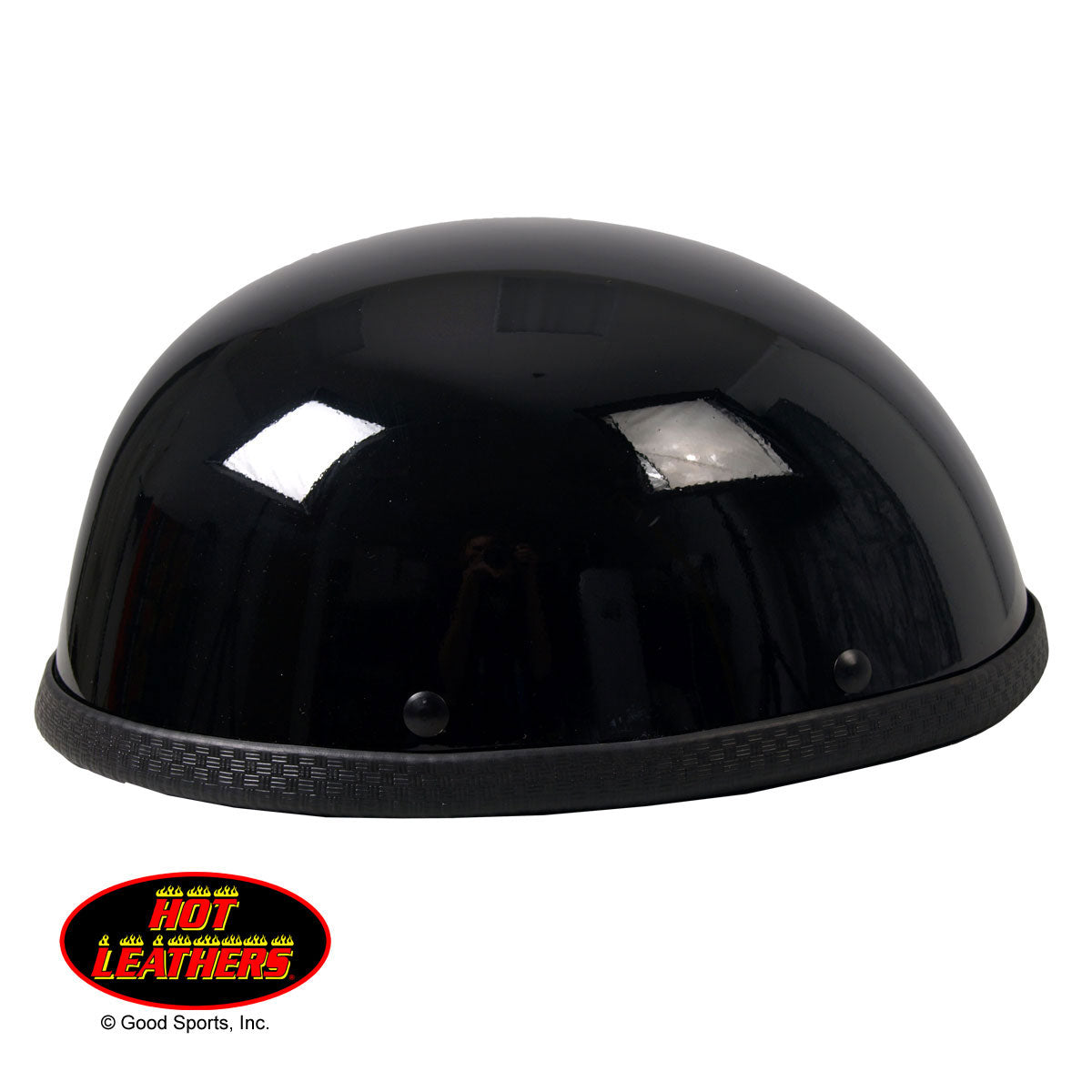 Hot Leathers Turtle Style Gloss Black Low Profile Novelty Helmet Shiny Helmet Novelty - Tophatter Daily Deals