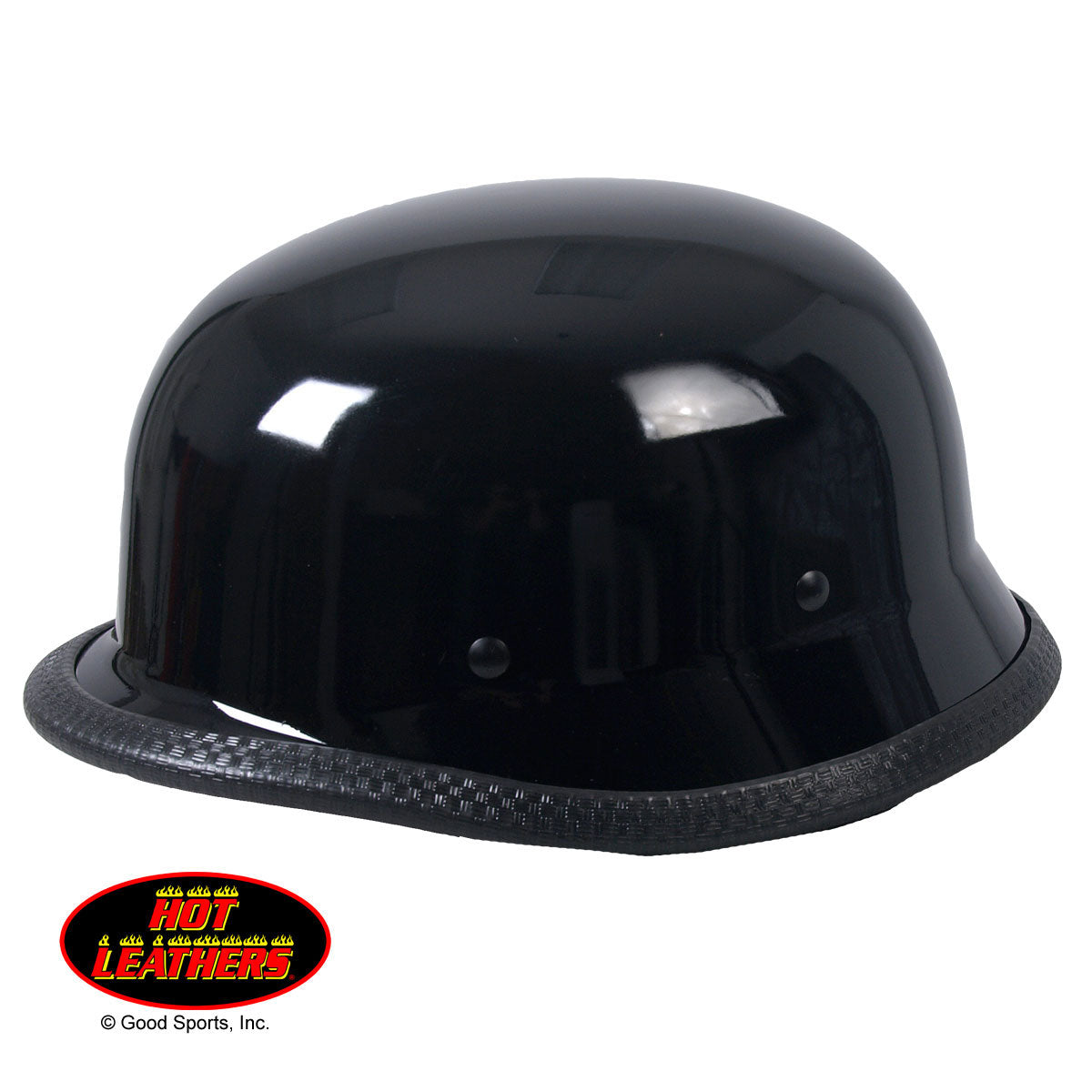 Hot Leathers German Style Gloss Black Low Profile Novelty Helmet Shiny Helmet Novelty - Tophatter Daily Deals