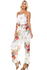 Women's Printed V-Back Elastic Waistline Jumpsuit Jumpsuit - Tophatter Daily Deals