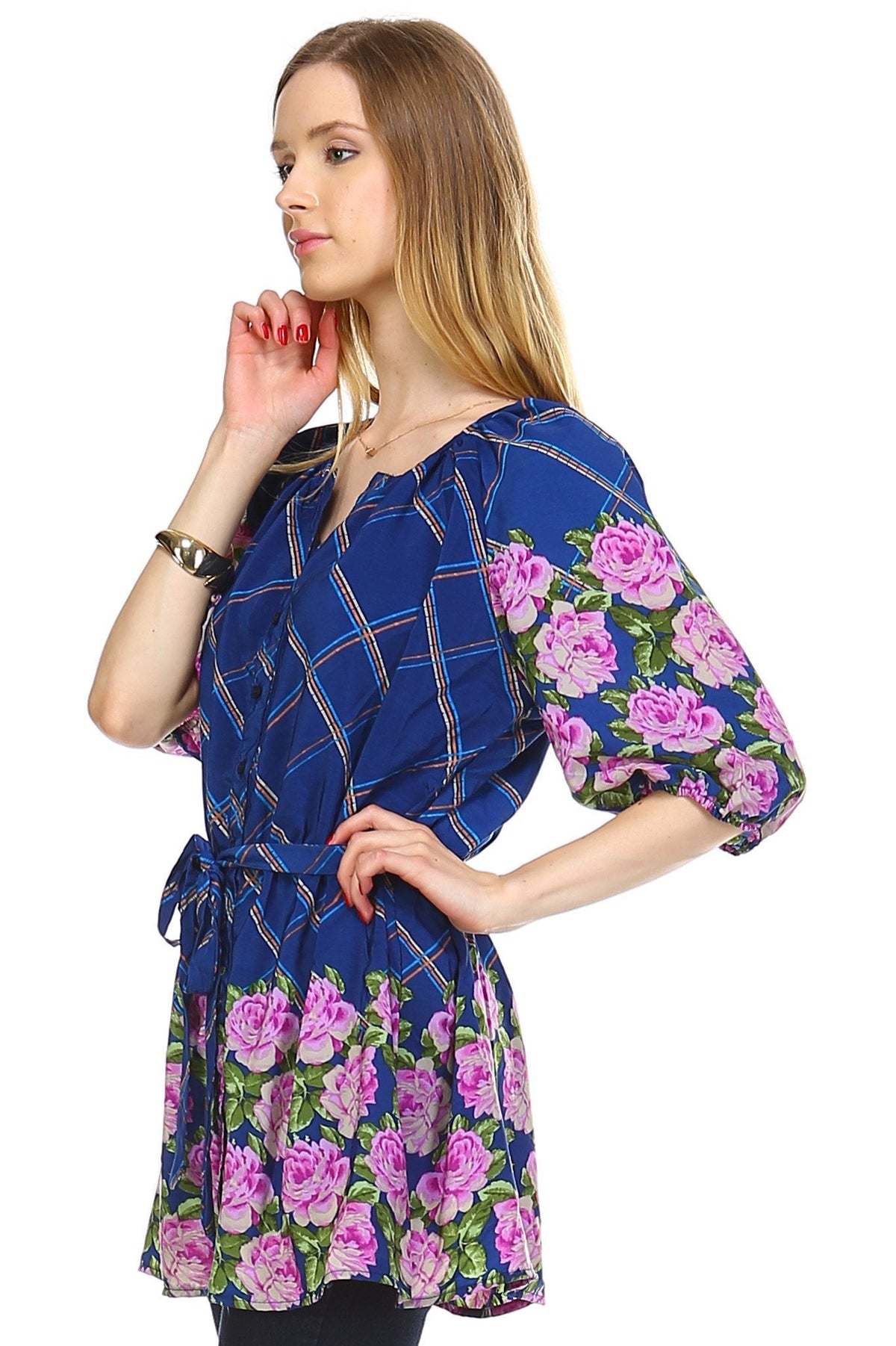 Women's Belted Button Front Top Tops - Tophatter Daily Deals