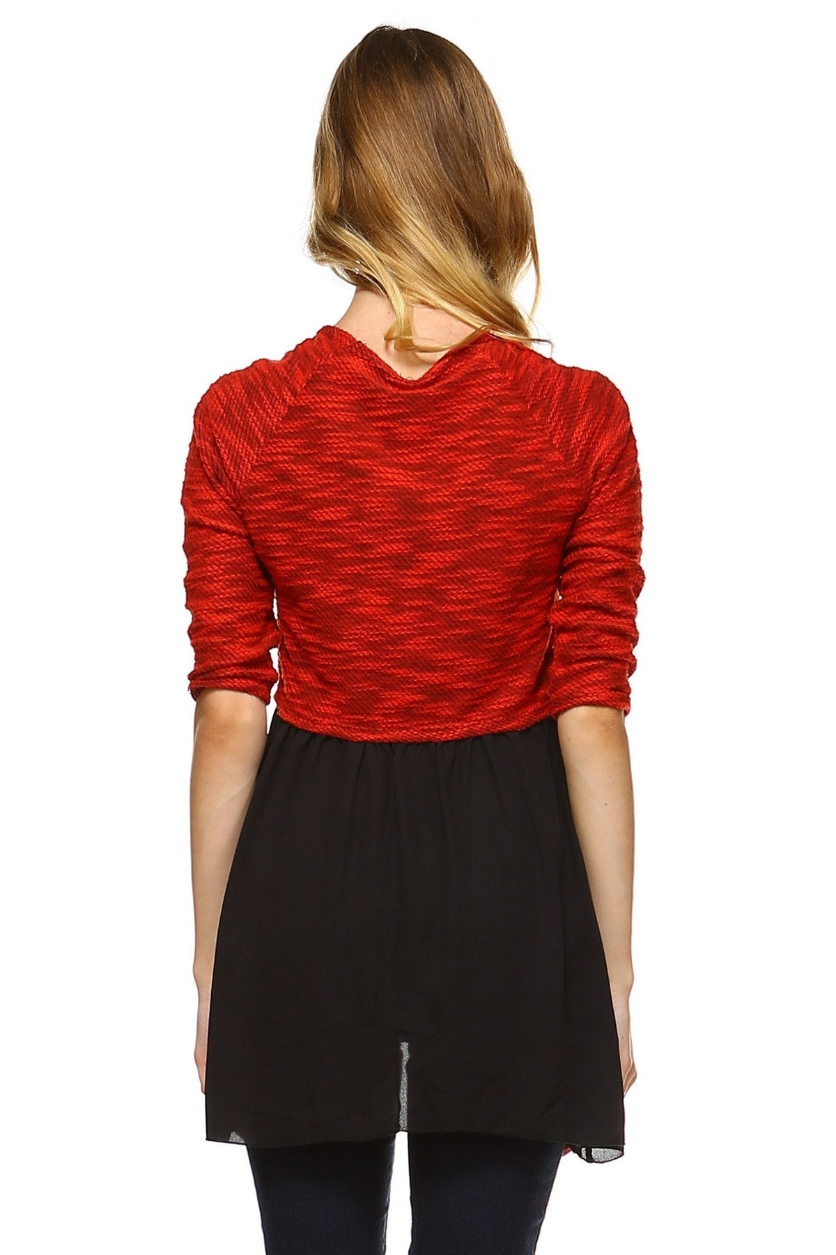 Women's Knit to Woven 3/4 Sleeve Colorblock Shirt Dress Tops - Tophatter Daily Deals