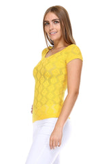 Women's Textured Knit Stretch Glitter Top Tops - Tophatter Daily Deals