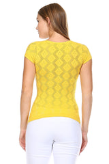 Women's Textured Knit Stretch Glitter Top Tops - Tophatter Daily Deals