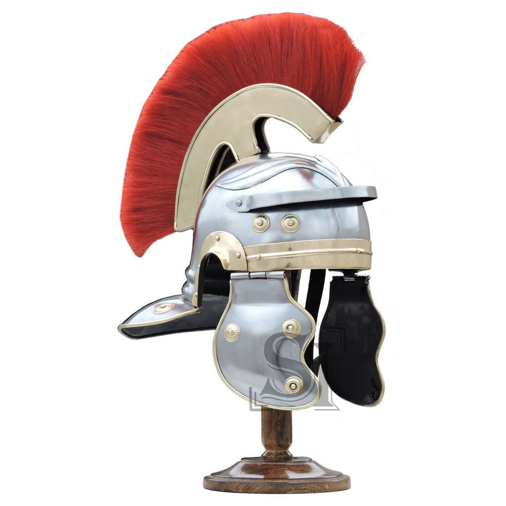 Roman Officer Centurion Historical Helmet Armor With Stand - TOPHATTER'S ARMORY DEALS Collectible Weapons - Tophatter Daily Deals