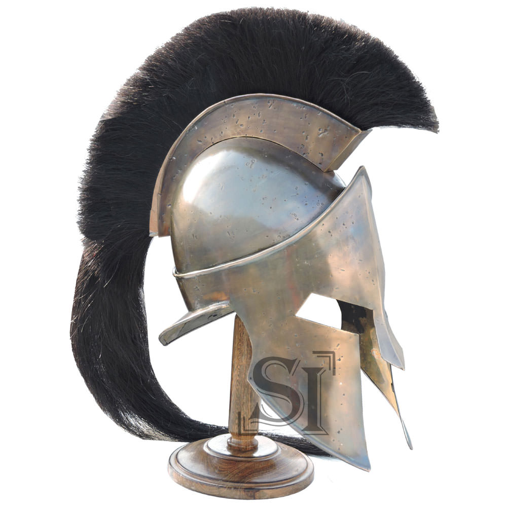 Antique Medieval Greek Armor Spartan Helmet With Stand - TOPHATTER'S ARMORY DEALS Collectible Weapons - Tophatter Daily Deals