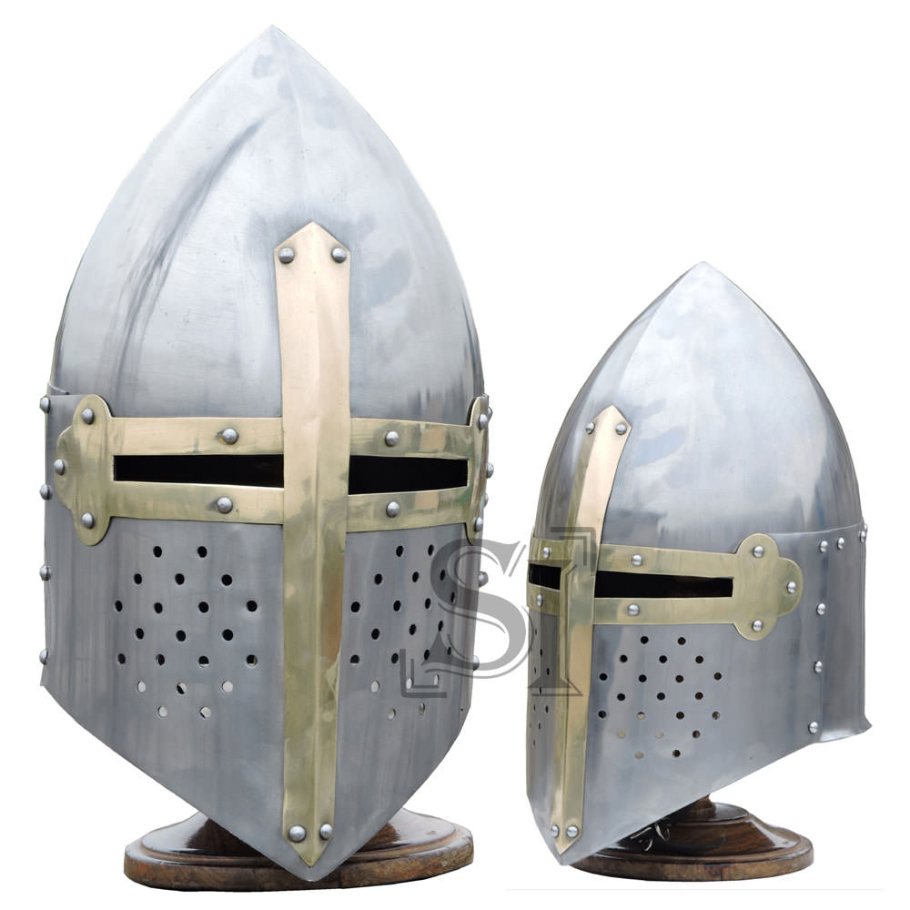 Medieval 16G Knights Sugarloaf Helmet With Stand - TOPHATTER'S ARMORY DEALS Collectible Weapons - Tophatter Daily Deals