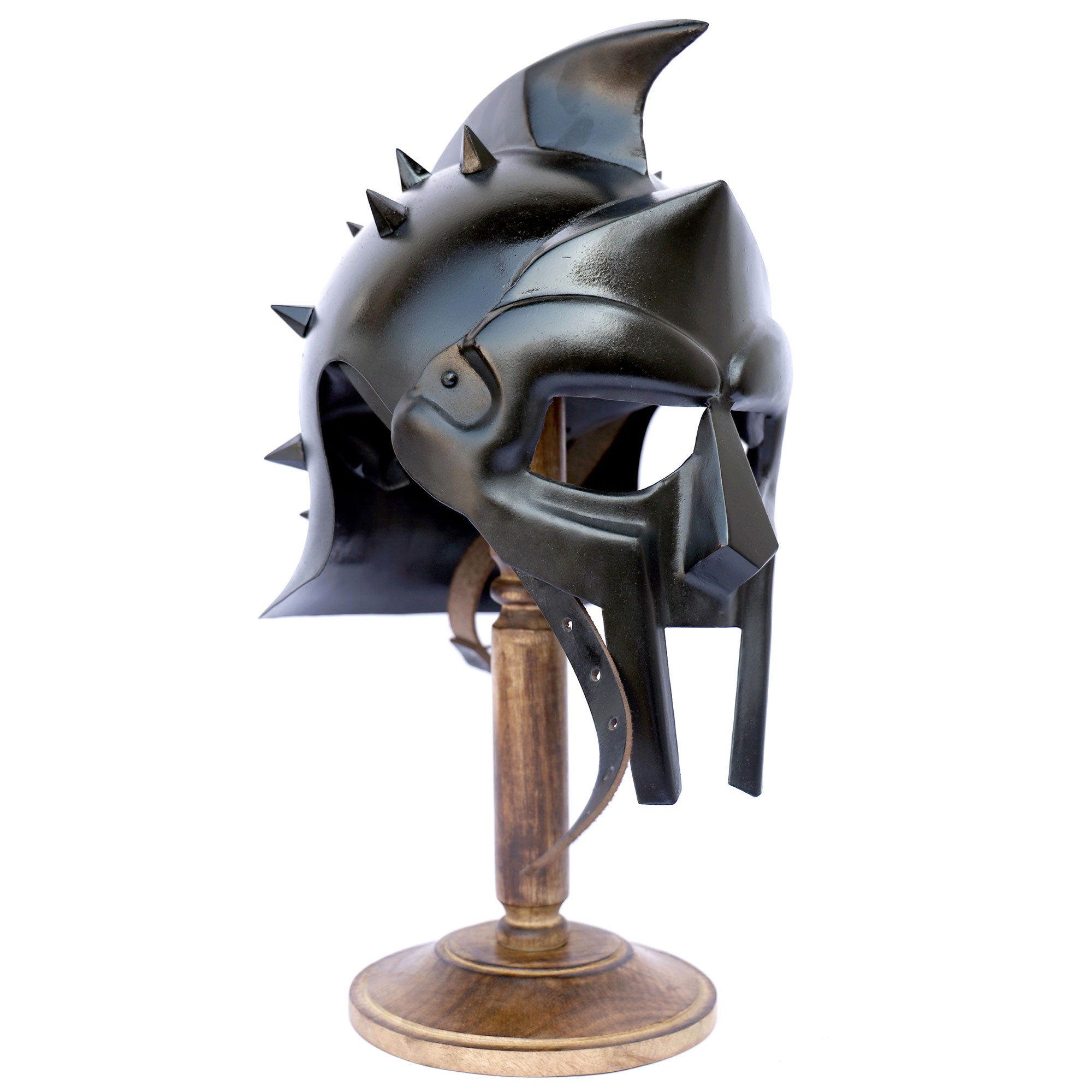 Hand Forged Gladiator Blackened Maximus Roman Spiked Helmet - Tophatter's Army Products & Self Defense Collectible Weapons - Tophatter Daily Deals