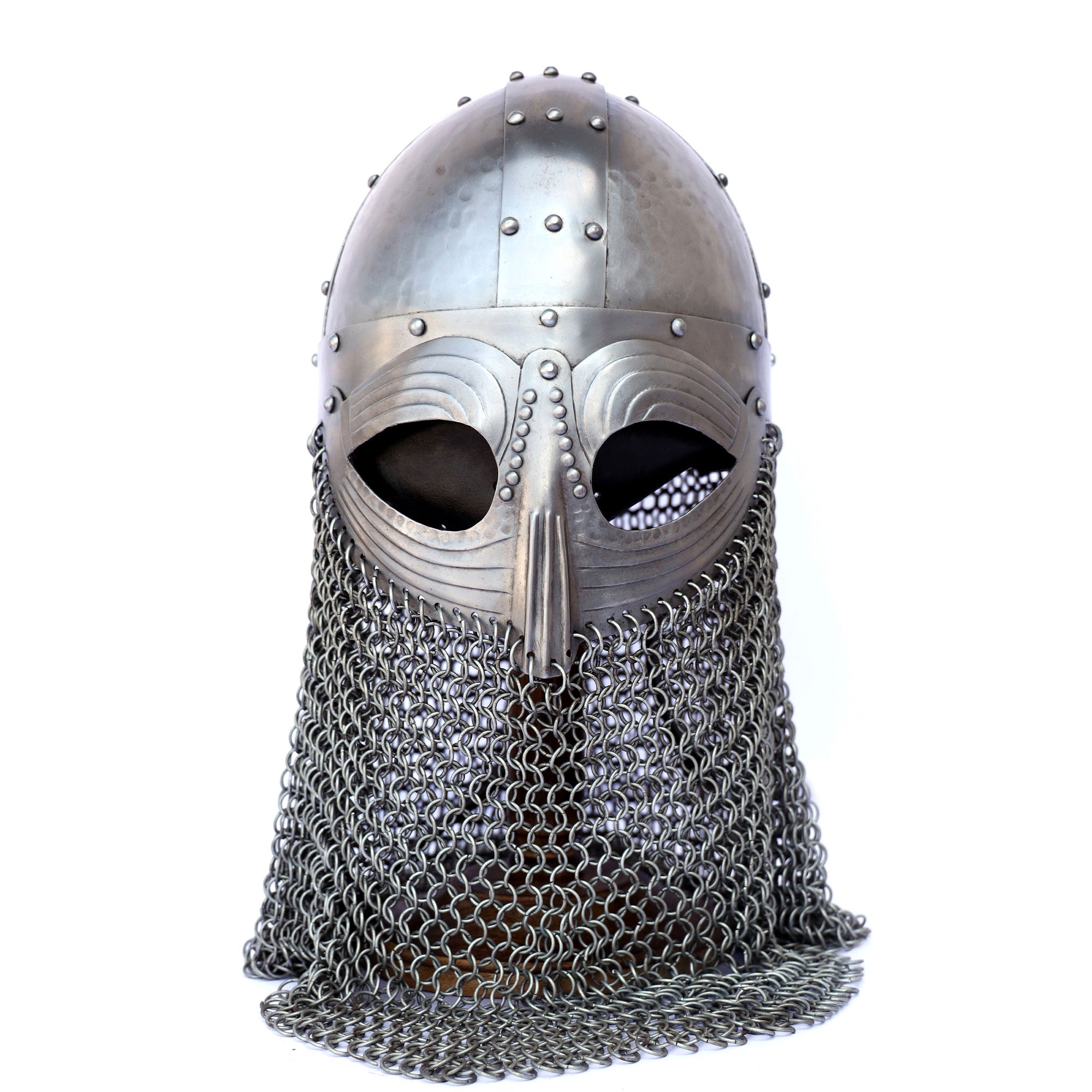 Vendel Viking Steel Helmet Battle Armor with Chainmail - Tophatter's Inc. Weapons Store Online Collectible Weapons - Tophatter Daily Deals