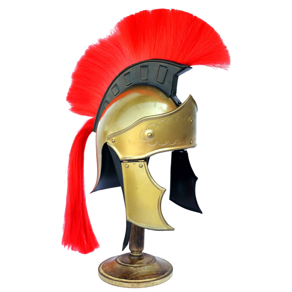 Red Crest Praetorian Roman Centurion Helmet with Plume - TOPHATTER'S ARMORY DEALS Collectible Weapons - Tophatter Daily Deals