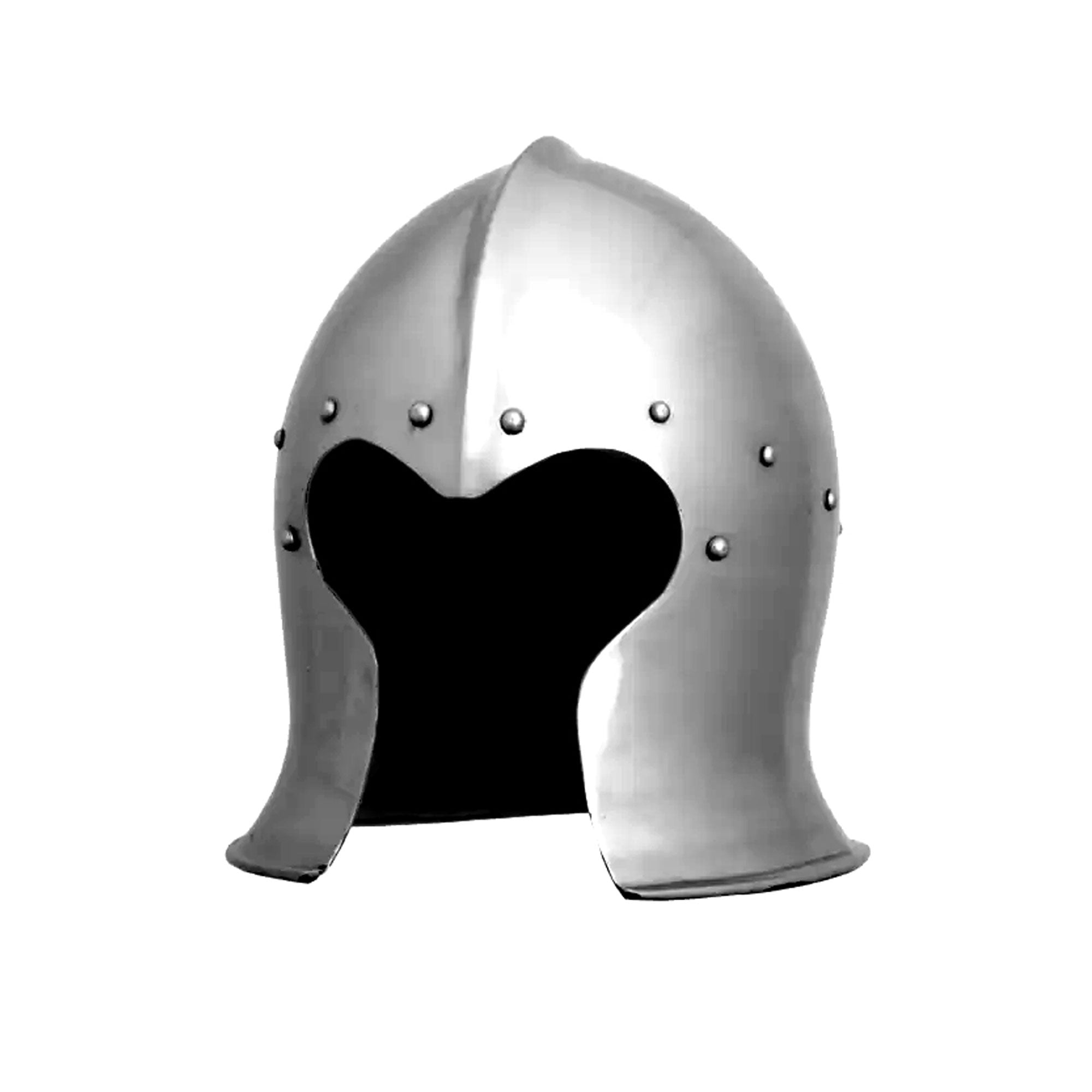 15th Century Italian Bascinet Barbute Steel Helmet With Display Stand - TOPHATTER'S ARMORY DEALS Collectible Weapons - Tophatter Daily Deals