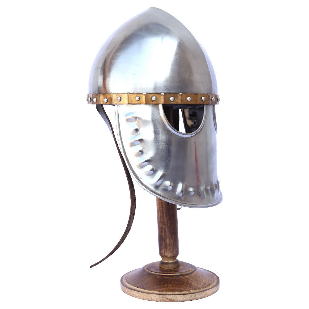 Brass Trim Italo-Norman Medieval Helmet - Tophatter's Inc. Weapons Store Online Collectible Weapons - Tophatter Daily Deals