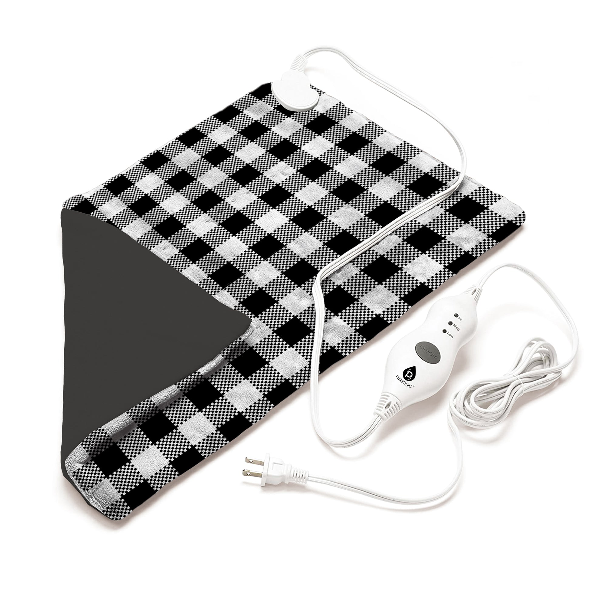 Pursonic Extra Extra Large Electric Heating Pad Checkers Pattern Massagers & Wraps - Tophatter Daily Deals