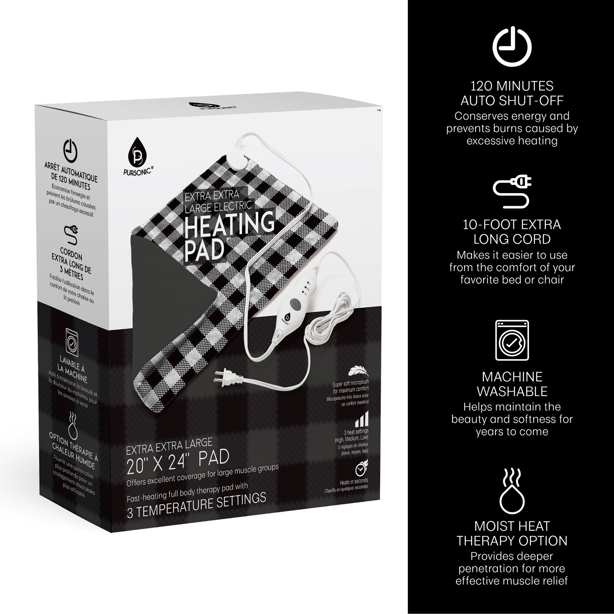Pursonic Extra Extra Large Electric Heating Pad Massagers & Wraps - Tophatter Daily Deals