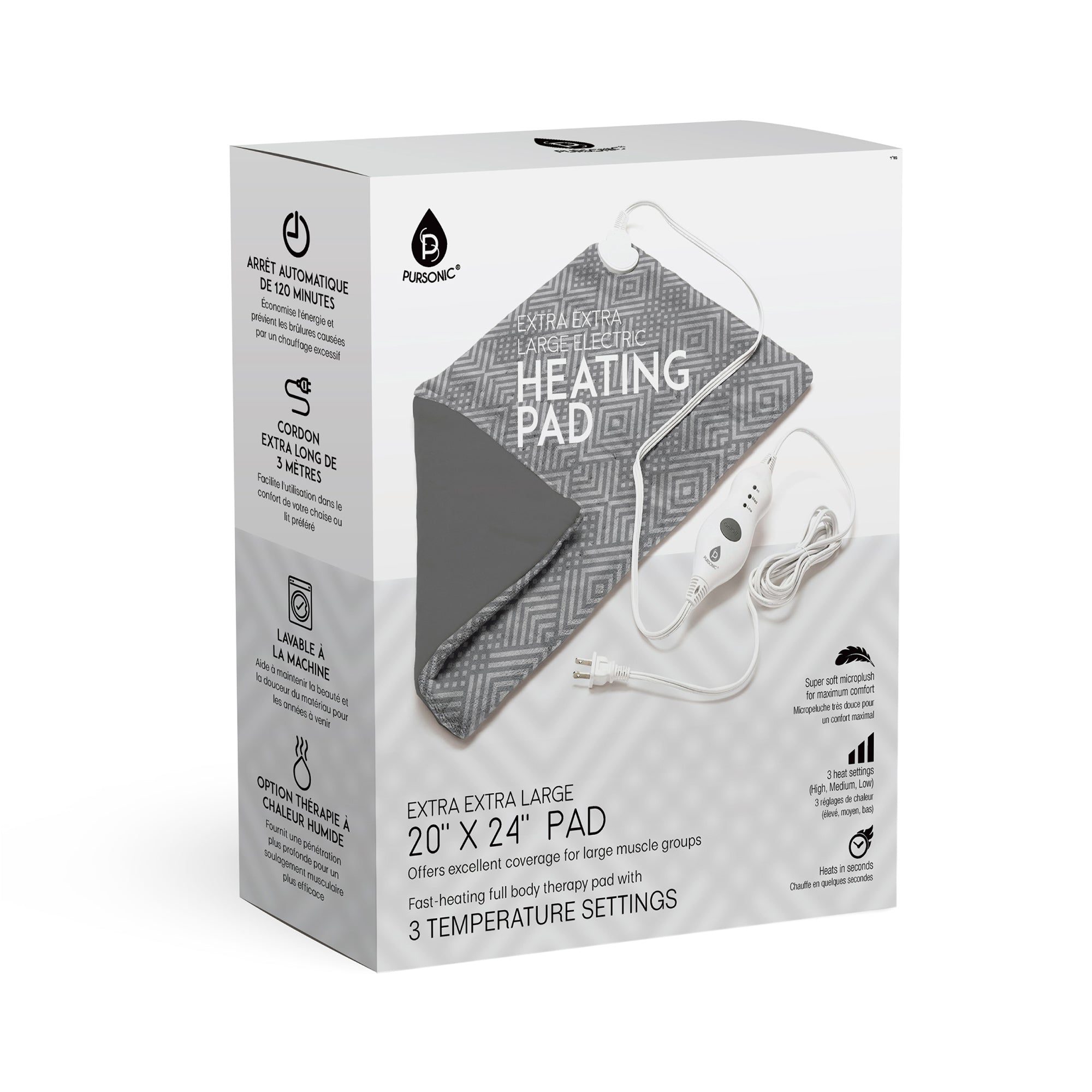 Pursonic Extra Extra Large Electric Heating Pad Massagers & Wraps - Tophatter Daily Deals