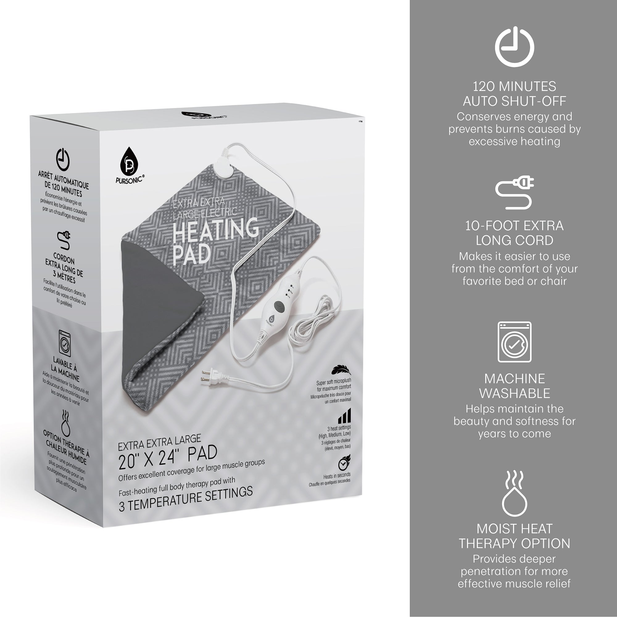 Pursonic Extra Extra Large Electric Heating Pad Massagers & Wraps - Tophatter Daily Deals