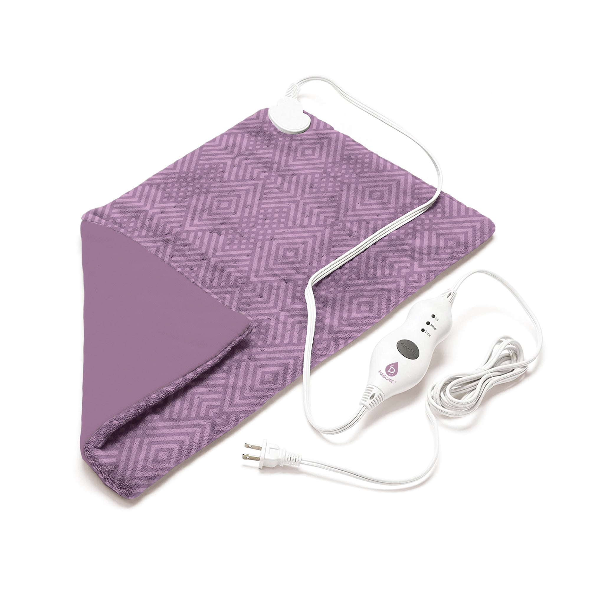 Pursonic Extra Extra Large Electric Heating Pad Lavender Pattern Massagers & Wraps - Tophatter Daily Deals