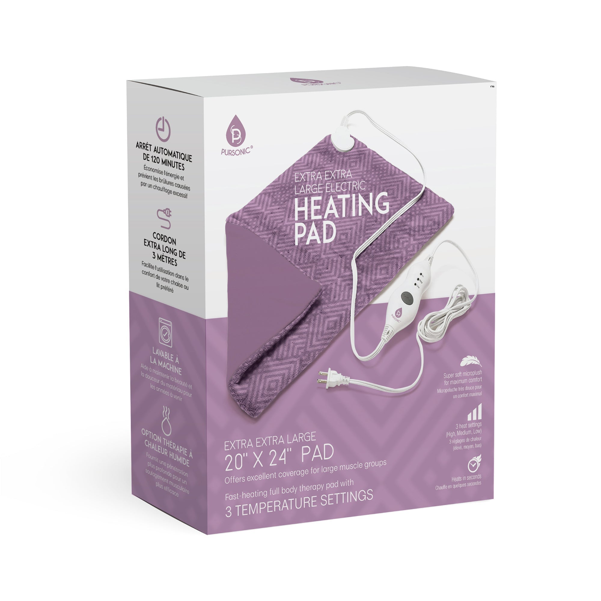 Pursonic Extra Extra Large Electric Heating Pad Massagers & Wraps - Tophatter Daily Deals