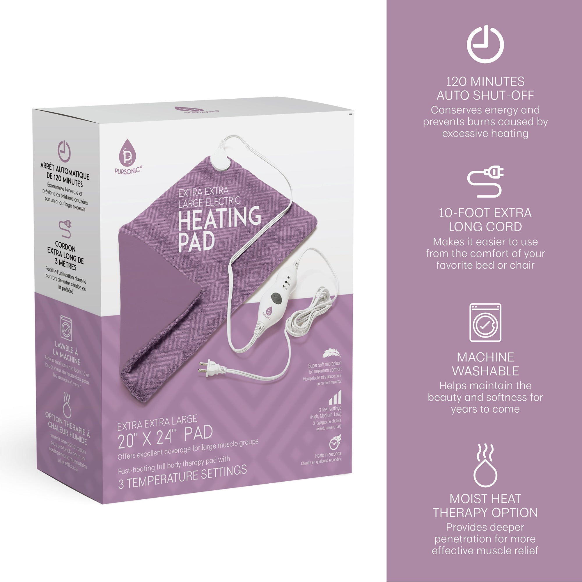 Pursonic Extra Extra Large Electric Heating Pad Massagers & Wraps - Tophatter Daily Deals