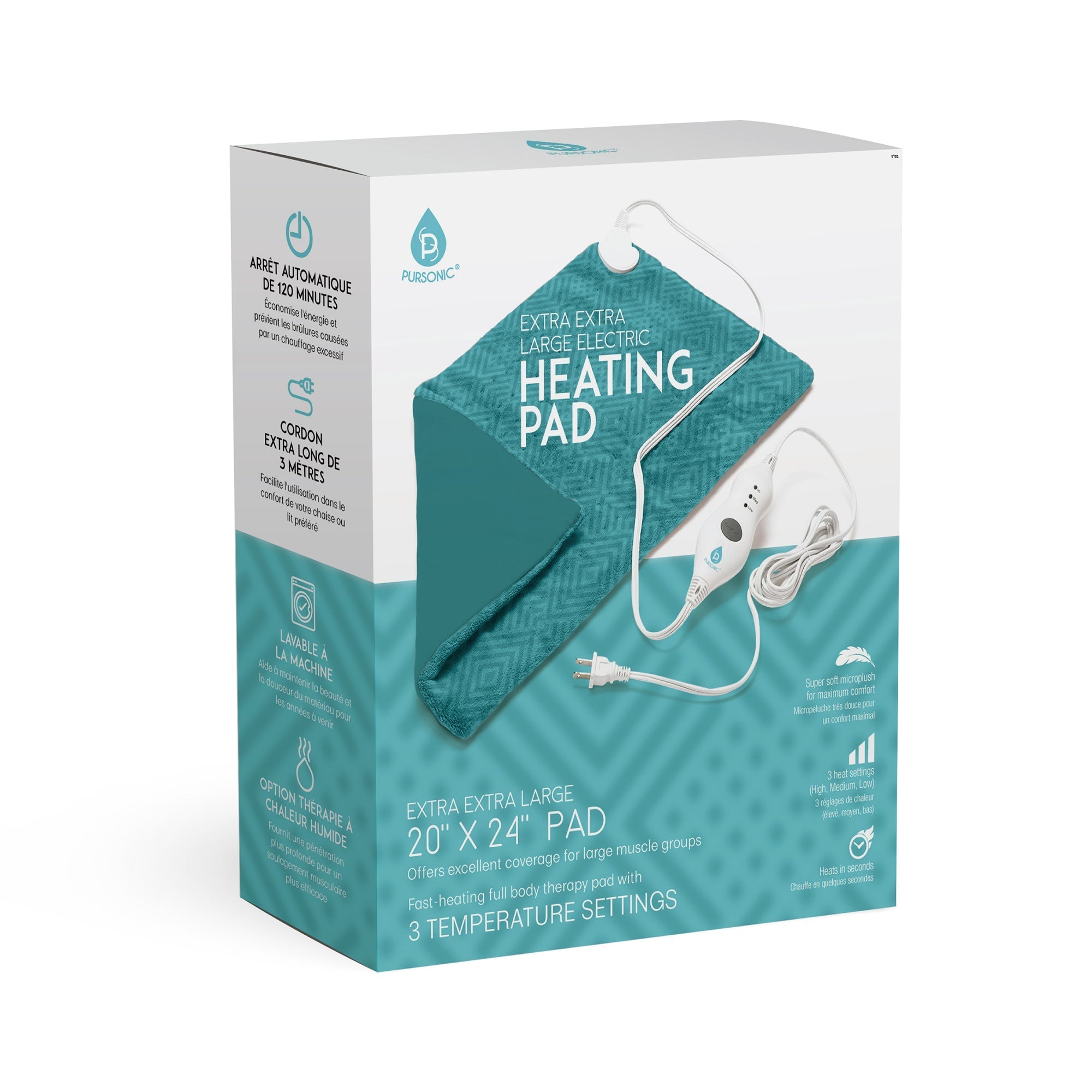 Pursonic Extra Extra Large Electric Heating Pad Massagers & Wraps - Tophatter Daily Deals