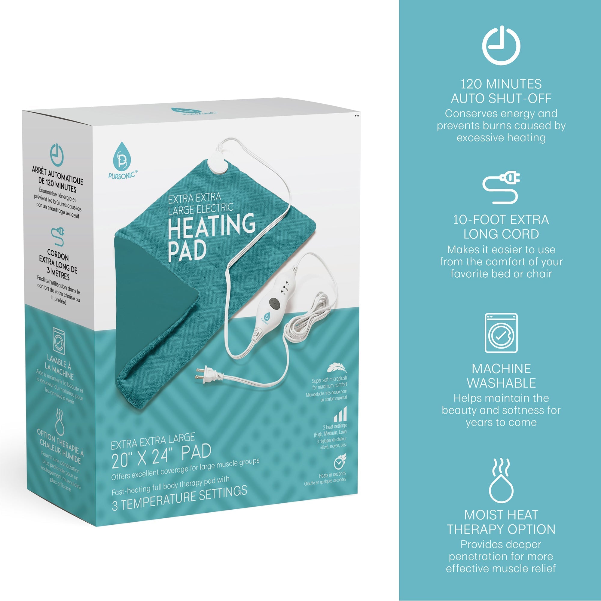 Pursonic Extra Extra Large Electric Heating Pad Massagers & Wraps - Tophatter Daily Deals