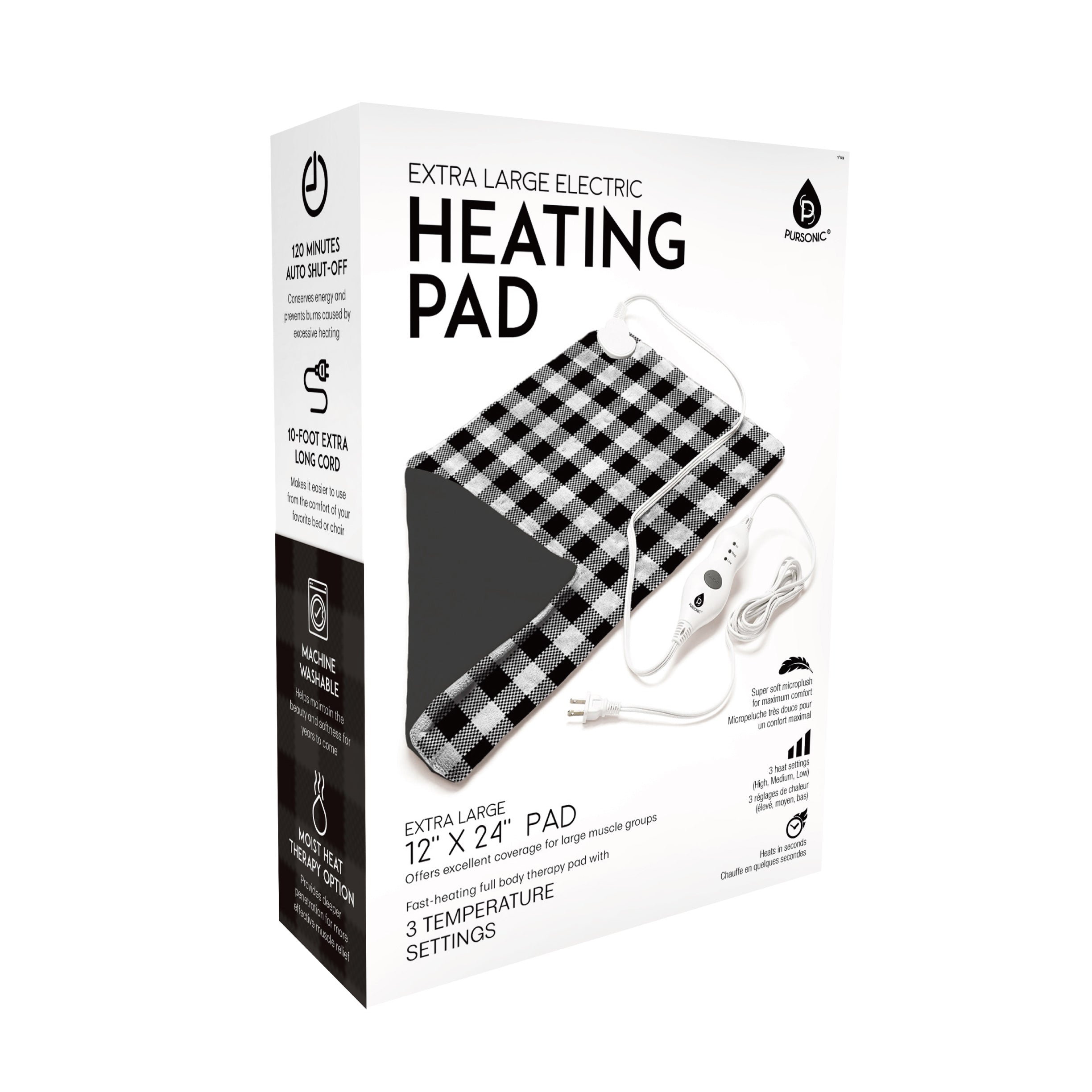 Pursonic Electric Heating Pad Checkers Pattern Massagers & Wraps - Tophatter Daily Deals