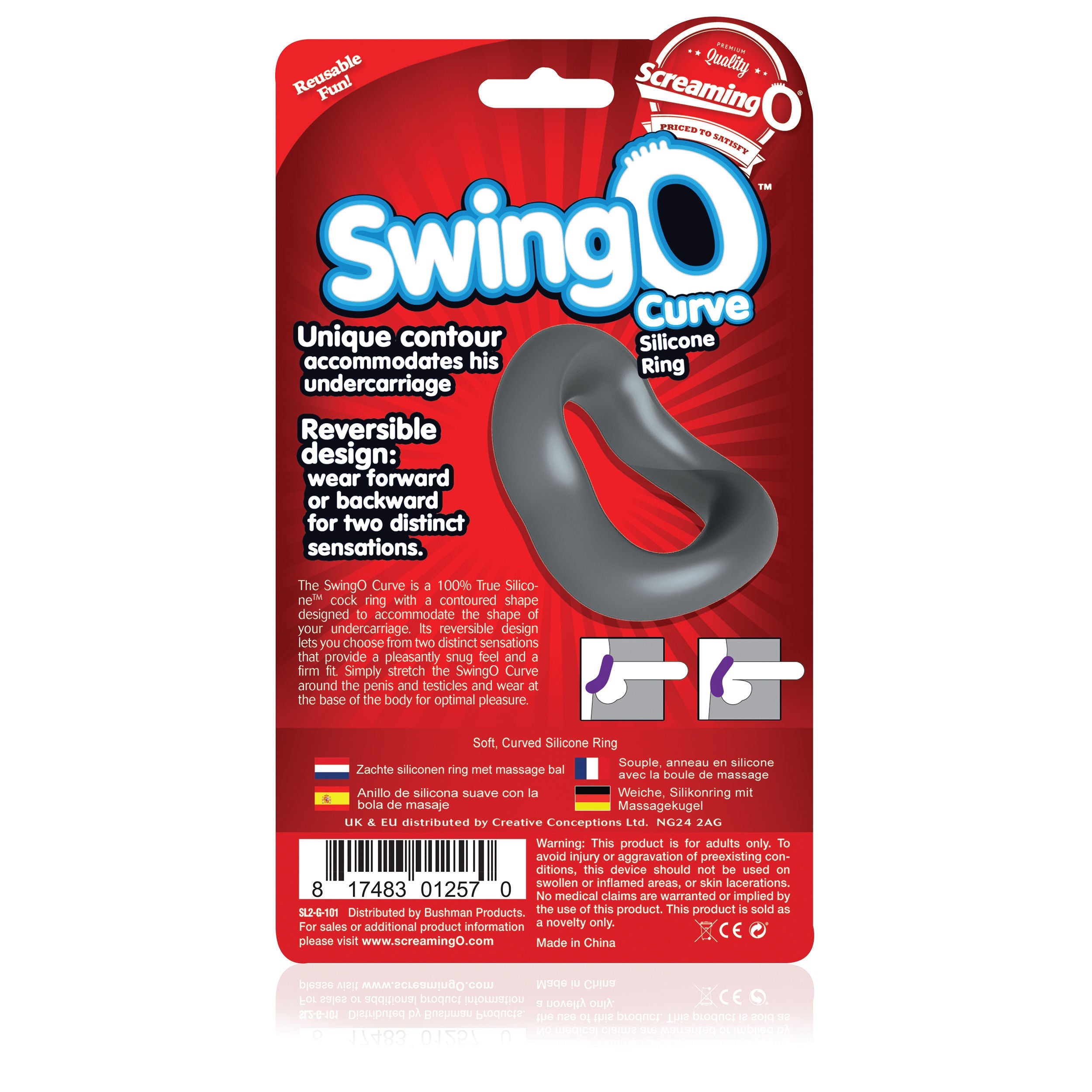 Swingo Curve (Grey) – Versatile Reversible Cock Ring > Cock Ring > Single - Tophatter Daily Deals