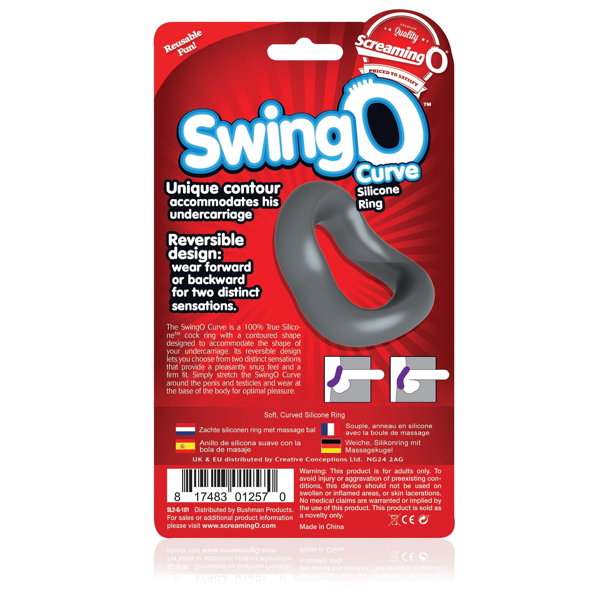 Swingo Curve (Grey) – Versatile Reversible Cock Ring > Cock Ring > Single - Tophatter Daily Deals