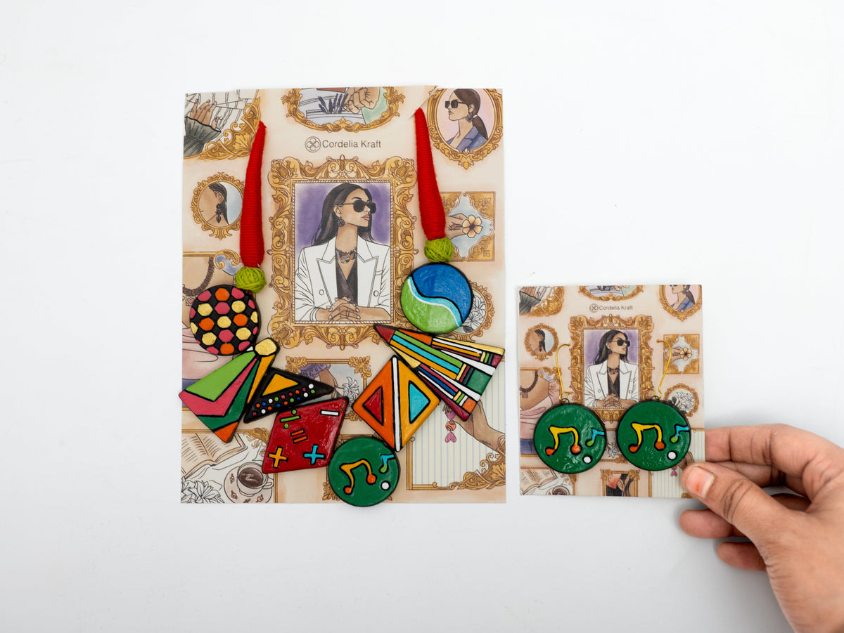 Colorful Clay Music Theme Jewelry Set Necklaces - Tophatter Daily Deals