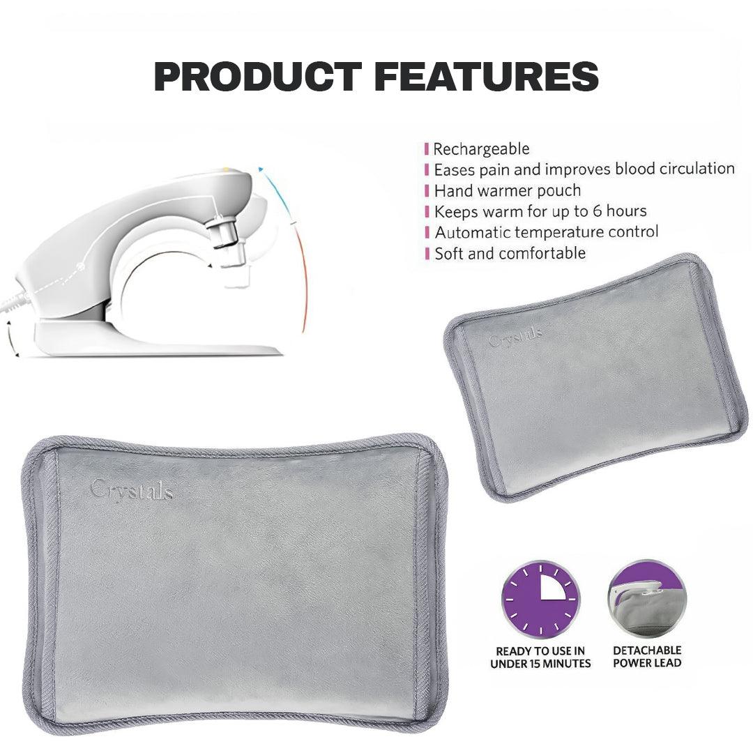 Best Electronic Hand Warmer - Rechargeable Hot Water Bottle Grey Bed Hand Warmer Massaging Heat Pad Apparel & Accessories - Tophatter Daily Deals