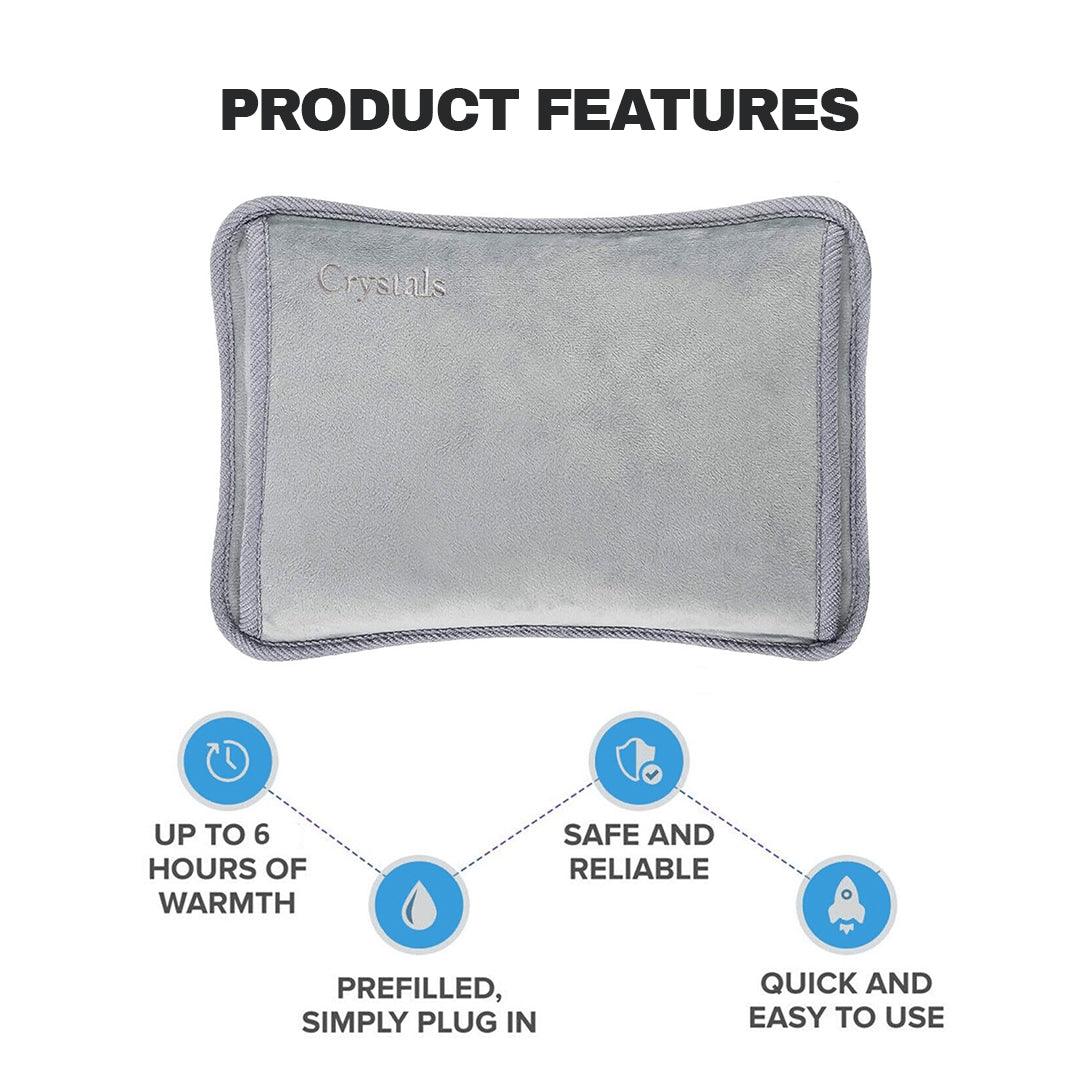Best Electronic Hand Warmer - Rechargeable Hot Water Bottle Grey Bed Hand Warmer Massaging Heat Pad Apparel & Accessories - Tophatter Daily Deals