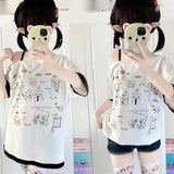 HOUZHOU Y2k Harajuku PatchworkT Shirts Women Japanese Style Kawaii Sweet Gothic Cartoon Print Loose Tees Tops Soft Gril 2025 - Tophatter Daily Deals