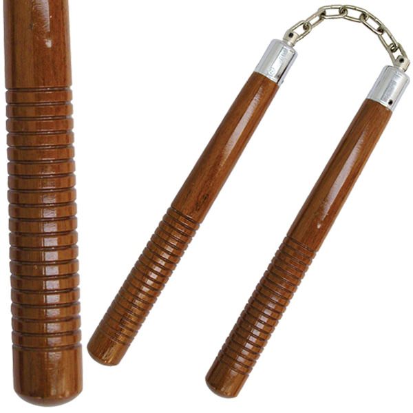 12" Brown Hardwood Nunchuck Set - Tophatter's Guns'N'Weapons Store Collectible Weapons - Tophatter Daily Deals