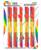 Rainbow Pecker Straws Pack of 10 Party Supplies - Tophatter Daily Deals