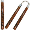12" Dark Finish Wood Nunchaku with Carved Dragon Designs Chain - TOPHATTER'S ARMORY DEALS Collectible Weapons - Tophatter Daily Deals