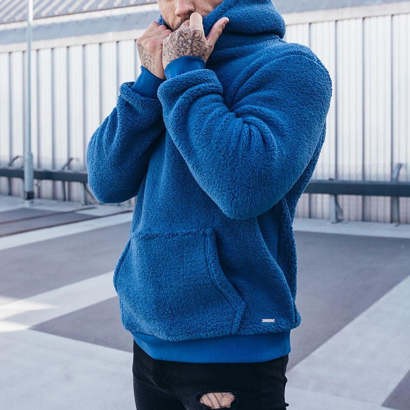 Insulating Mens Hooded Pullover - Sherpa Fleece, Casual Blue - Tophatter Daily Deals