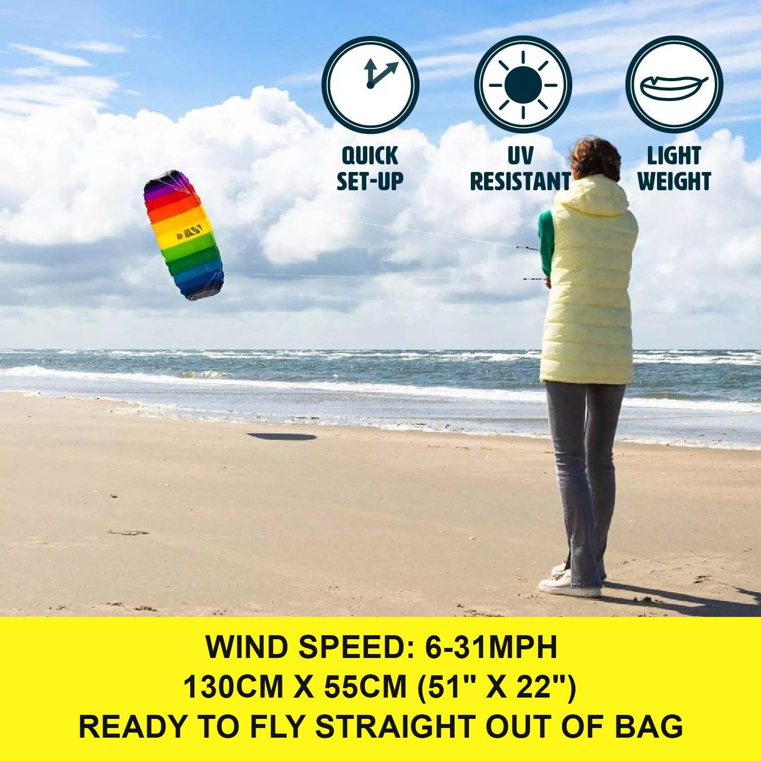 HQ Symphony Beach iii 1.3 - Rainbow Kites for the Beach Power Kites Ready to Fly Outdoor Accessories - Tophatter Daily Deals
