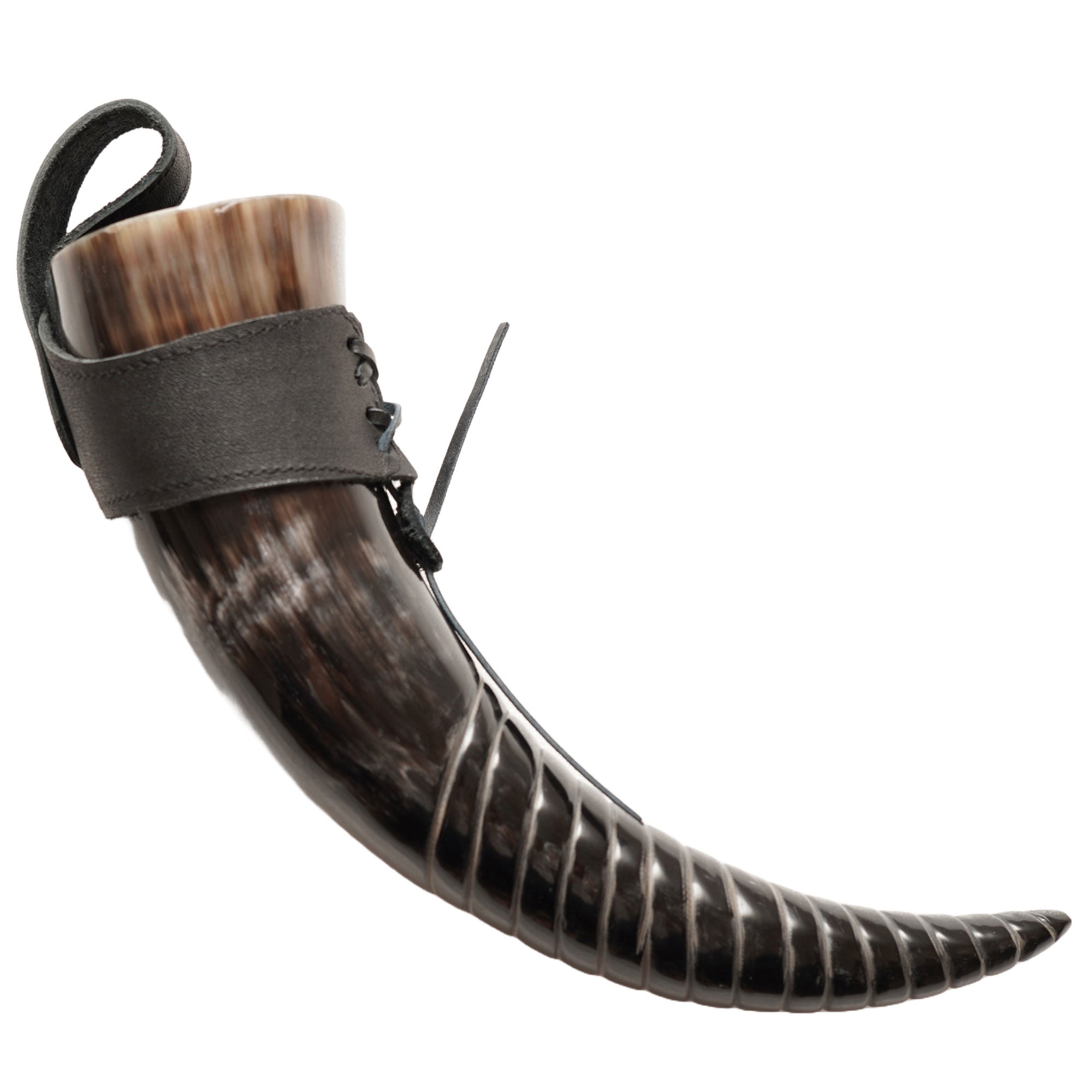 Medieval Drinking Horn 17 oz with Black Leather Holster - Tophatter's Army Products & Self Defense Collectible Weapons - Tophatter Daily Deals