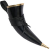 Brass Medieval Drinking Horn 15 oz with Black Leather Holster - TOPHATTER'S ARMORY DEALS Collectible Weapons - Tophatter Daily Deals