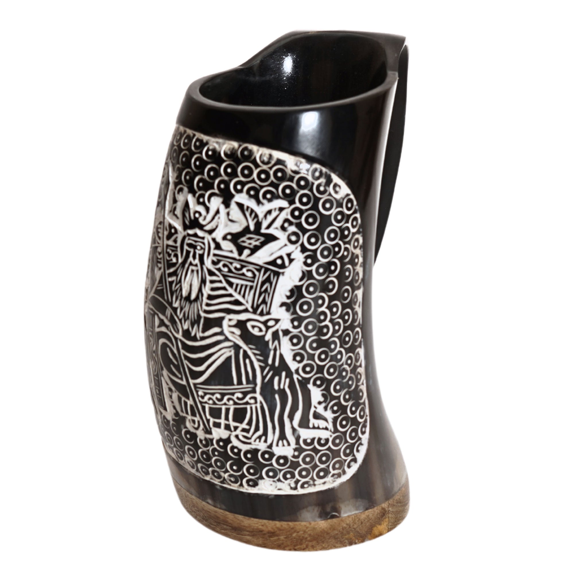 Odins Mug - Hand Carved Viking Drinking Horn Mug - TOPHATTER'S ARMORY DEALS Collectible Weapons - Tophatter Daily Deals