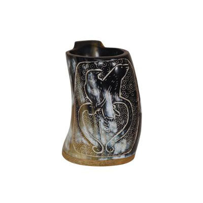 Hand Carved Viking Natural Buffalo Drinking Horn Mug - TOPHATTER'S ARMORY DEALS Collectible Weapons - Tophatter Daily Deals