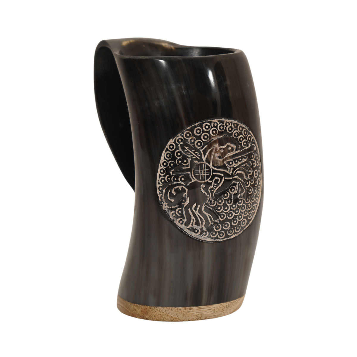 Viking Warrior Hand Engraved Horn Mug Tankard Collectible Weapons - Tophatter Daily Deals