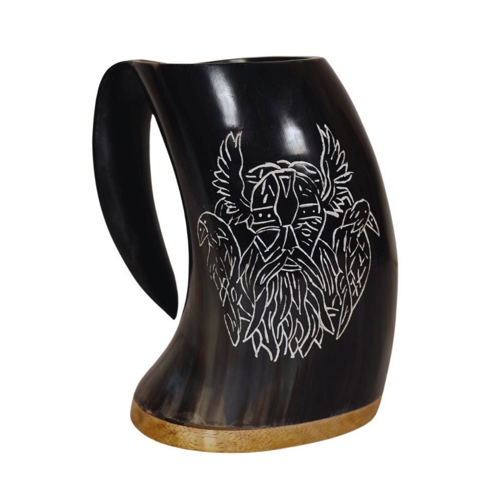 Hand Carved Viking Drinking Horn Odins Mug Collectible Weapons - Tophatter Daily Deals