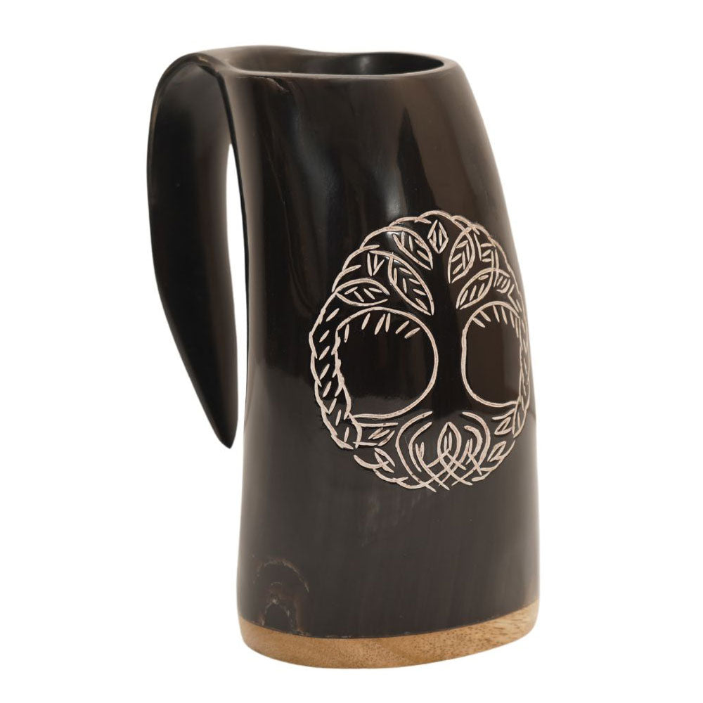 TREE OF LIFE - Hand Carved Viking Drinking Horn Mug Collectible Weapons - Tophatter Daily Deals