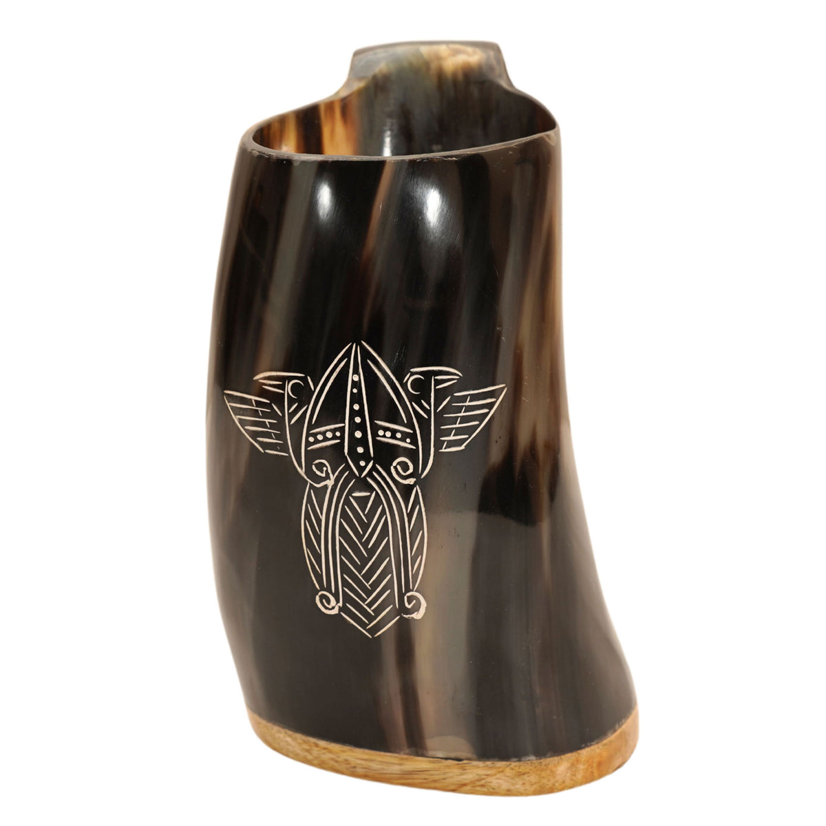 Medieval Inspired Hand Carved Viking Drinking Horn Tankard Mug - TOPHATTER'S ARMORY DEALS Collectible Weapons - Tophatter Daily Deals