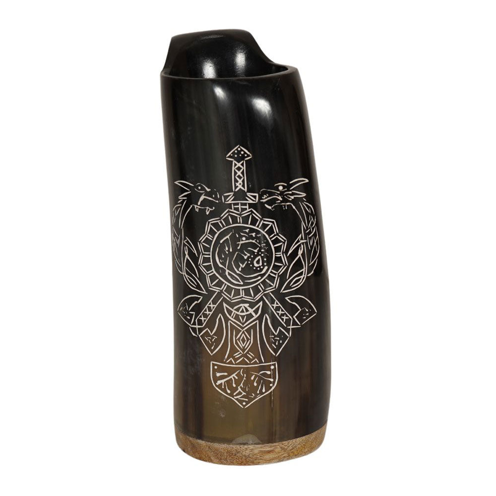 Medieval Knight Renaissance Hand Carved Viking Drinking Horn Mug Collectible Weapons - Tophatter Daily Deals